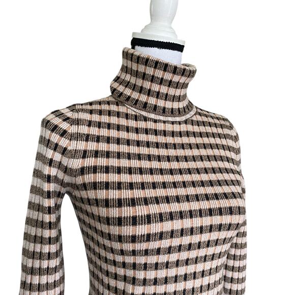 Anthropologie Maeve Striped Turtle Neck Jumper Sz S Brown Tan Indie Retro 70s - Picture 9 of 15